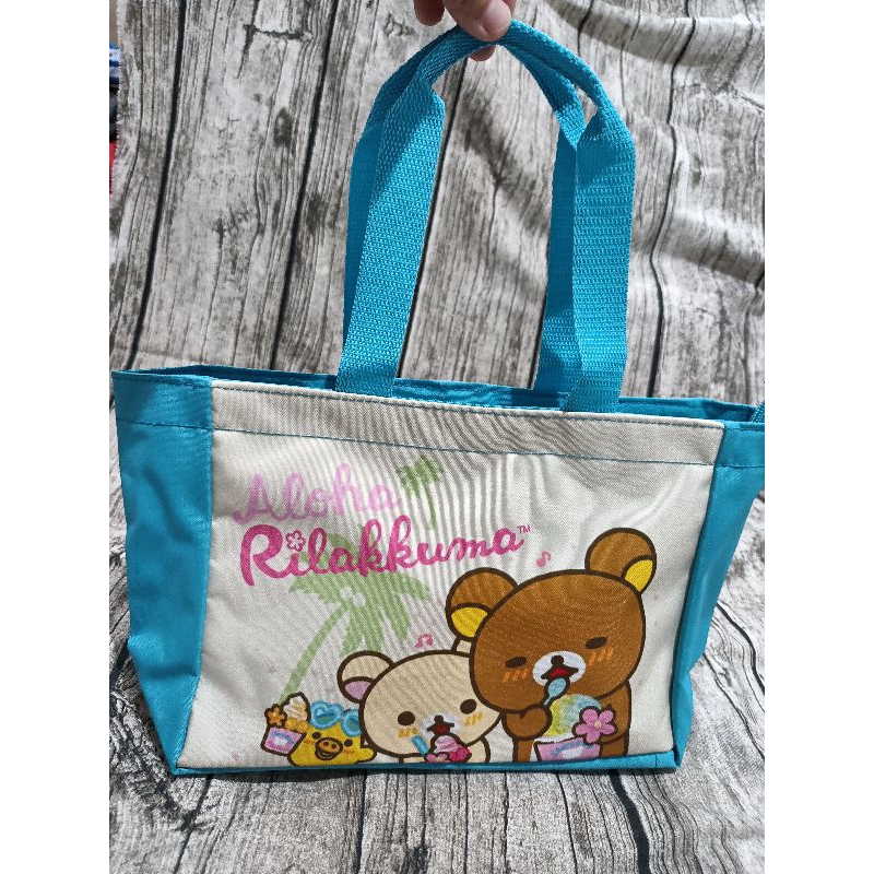 全新現貨/ Aloha Rilakkuma 拉拉熊 便當袋 午餐袋 手提袋 藍色