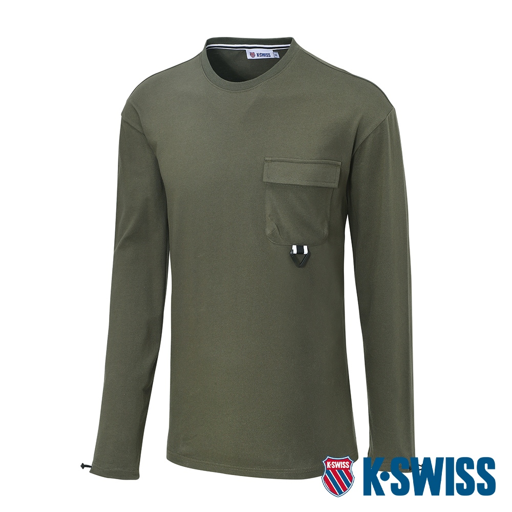 K-SWISS  Pocket Tee 長袖T恤-男-橄欖綠