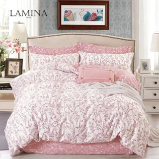 LAMINA 夢語芬芳-白 100%純棉四件式兩用被套床包組-雙人/雙人加大