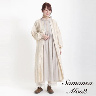 Samansa Mos2 【ETHICAL CRAFTS】環保素材亞麻細褶長袖開襟洋裝(FB31L0H0380)