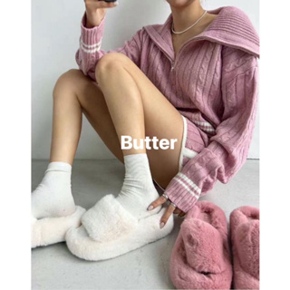 Butter韓國代購🐻韓國翻領針織SET🥨韓國女裝 韓國東大門連線 長袖針織衫 針織短褲 針織套裝 運動風套裝