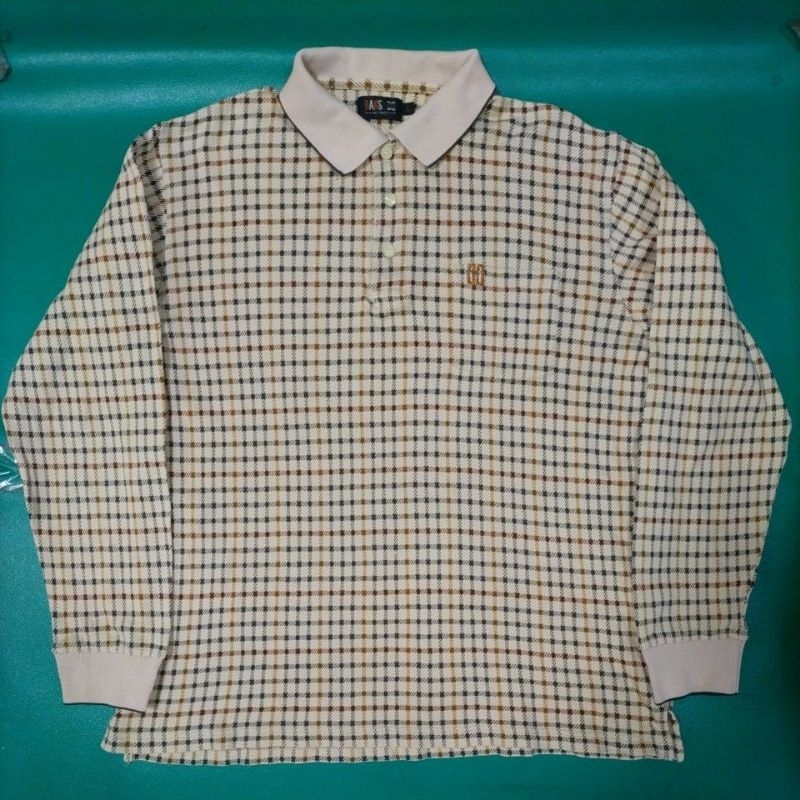 英國 DAKS 香港製 高級立體繡 純棉 優雅 質感 貴氣 長袖 Polo衫 L號（XL號可穿）