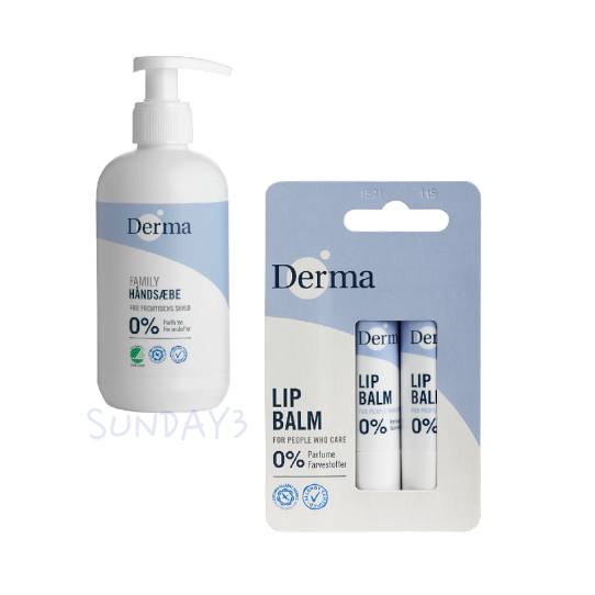 Derma丹麥德瑪 家庭系列 小燭樹植萃護唇膏/保濕洗手乳