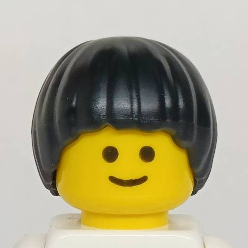 &lt;樂高人偶小舖&gt;正版LEGO 男生頭髮26 馬桶蓋 黑色 瀏海 硬質 足球員 6417268