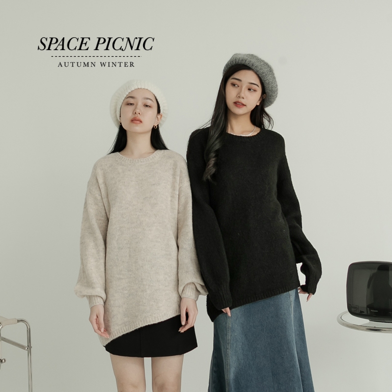 [明天出貨] Space Picnic｜不對稱下擺針織毛衣-4色(現貨)【C23101066】