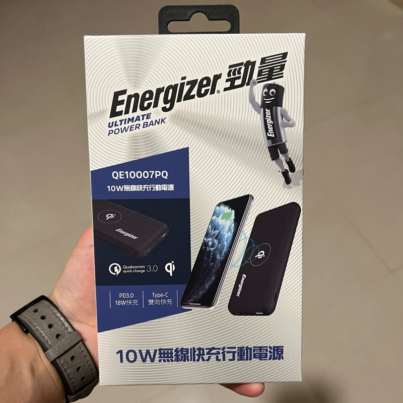 全新現貨 Energizer-QE10007PQ勁量行動電源10000mAh黑 10w無線快充 禮物 實用 聖誕節 新年