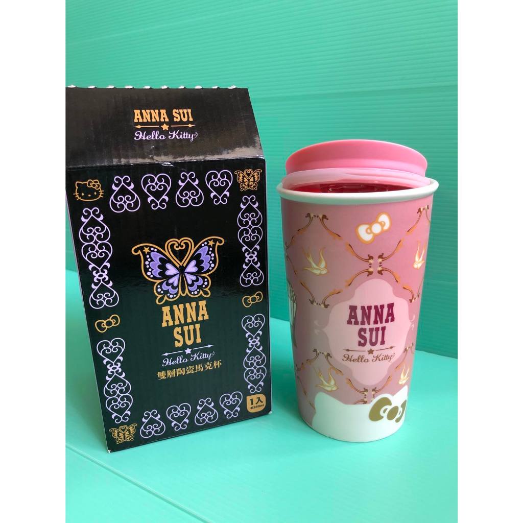 【全新】Anna Sui  Hello Kitty 雙層陶瓷馬克杯 熱氣球款 7-11 環保杯 陶瓷杯 咖啡杯
