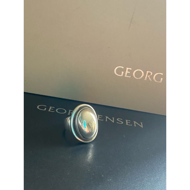Georg Jensen喬治傑生GJ#46A 丹麥製 銀石戒指