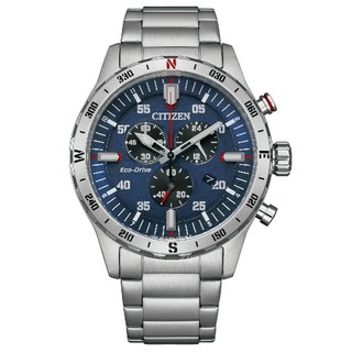 (聊聊享更優惠)CITIZEN星辰 - Chronograph系列 - 銀鋼深藍 三眼計時錶 43.5mm (AT252
