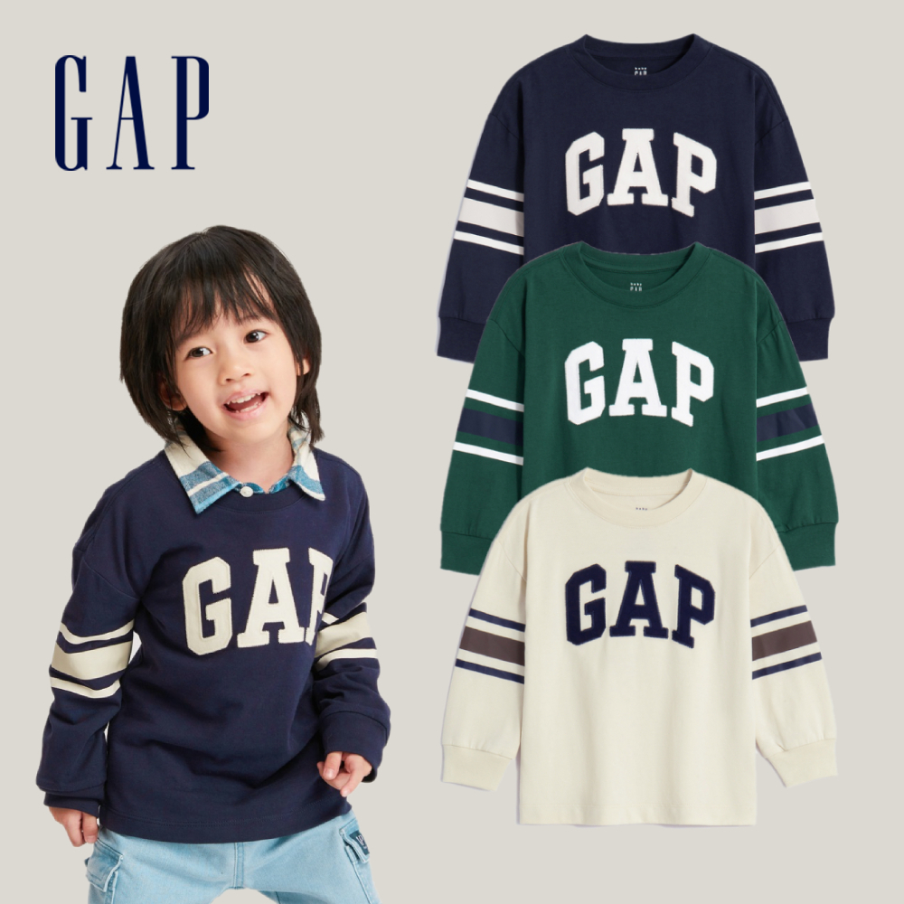 Gap 男幼童裝 Logo純棉圓領長袖T恤-多色可選(784980)
