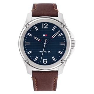 【柏儷鐘錶】Tommy Hilfiger 銀殼海軍藍面皮革腕錶 1710484
