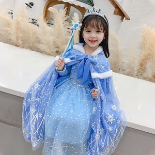 💖elsa 洋裝 艾莎公主斗篷 兒童連帽披風 防風保暖 cos冰雪奇緣 卡通服裝角色扮演 公主風披肩 斗篷 披紗