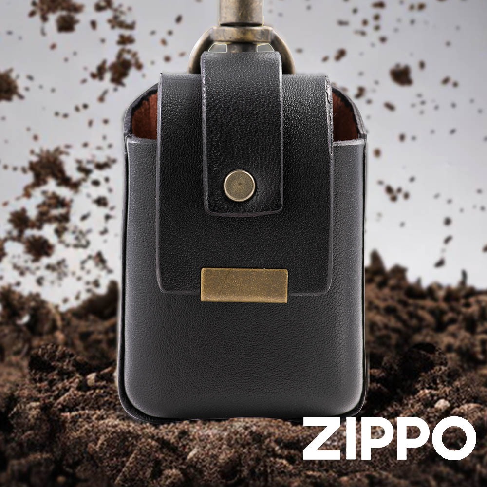 Zippo 鑰匙鏈皮套(黑色) ZA-6-O05 固定式 防風打火機 牢固 金屬掛鉤