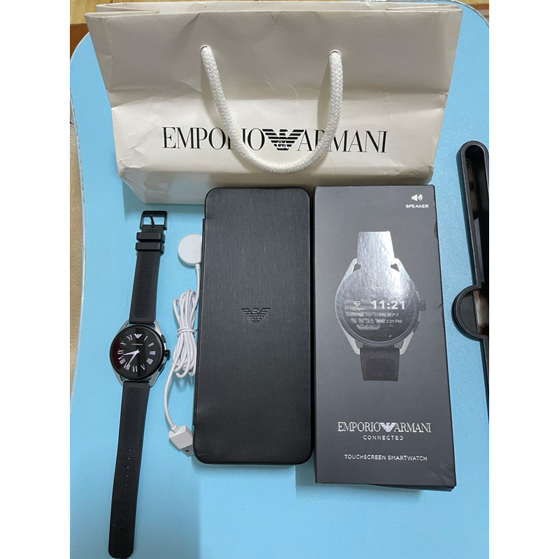 EMPORIO ARMANI 亞曼尼 男士智慧型手錶 3 觸控螢幕鋁製智慧型手錶,黑色和銀色-ART5021,特價出清