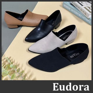 【Eudora】MIT臺灣製 樂福鞋 紳士鞋 低跟鞋 皮鞋 半包鞋 尖頭皮革 粗根低跟 懶人鞋 包鞋 踝靴 短靴 小皮鞋