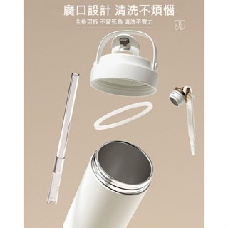四季通用 咖啡杯 (500ml) 時尚外型 隱藏玻璃吸管 輕陶瓷保溫杯 304無縫陶瓷塗層隨行杯 保溫杯 陶瓷保溫杯