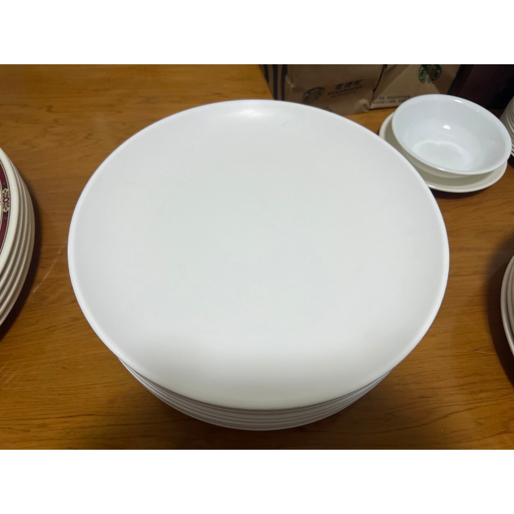 [二手餐具]餐盤 美耐皿白色圓盤 直徑26.5公分 二手品