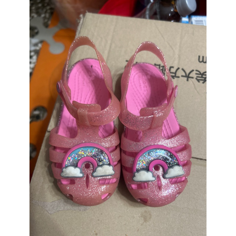 二手 Crocs 粉紅色果凍涼鞋 童鞋