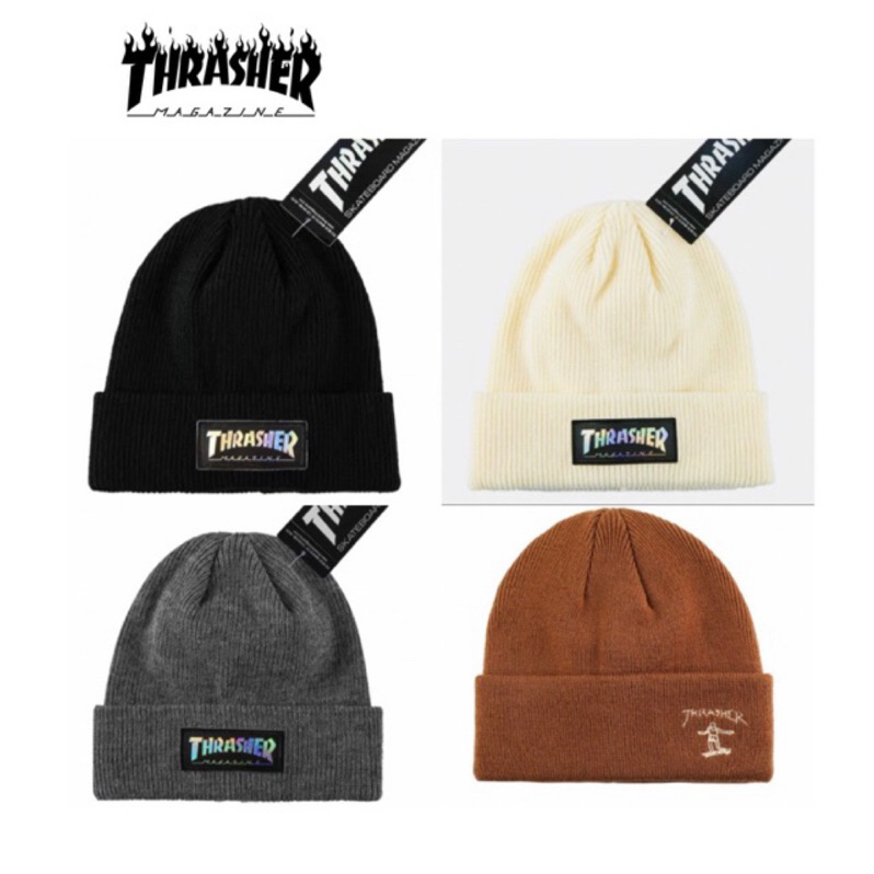 🇯🇵日版Thrasher Beanie 火焰 立體 紫火焰 保暖x LOGOx針織帽 冷帽 反摺毛帽 四色