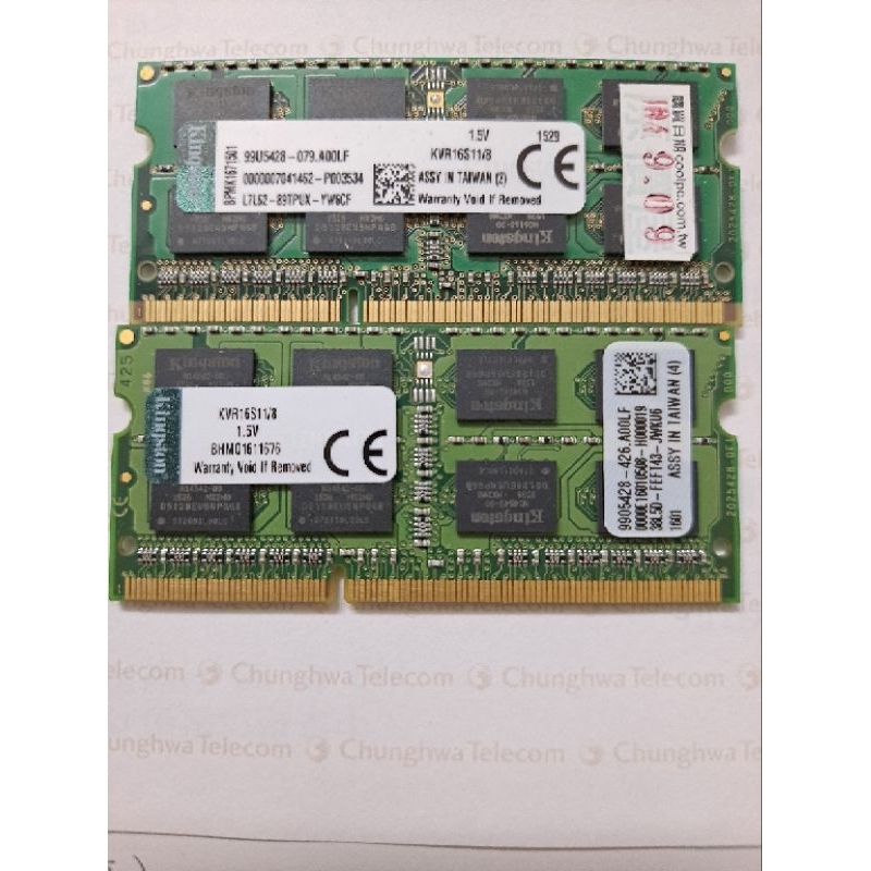 筆電用記憶體 8GB DDR3-1600 PC3-12800 金士頓KVR16S11/8 終身保固 實體拍攝現貨