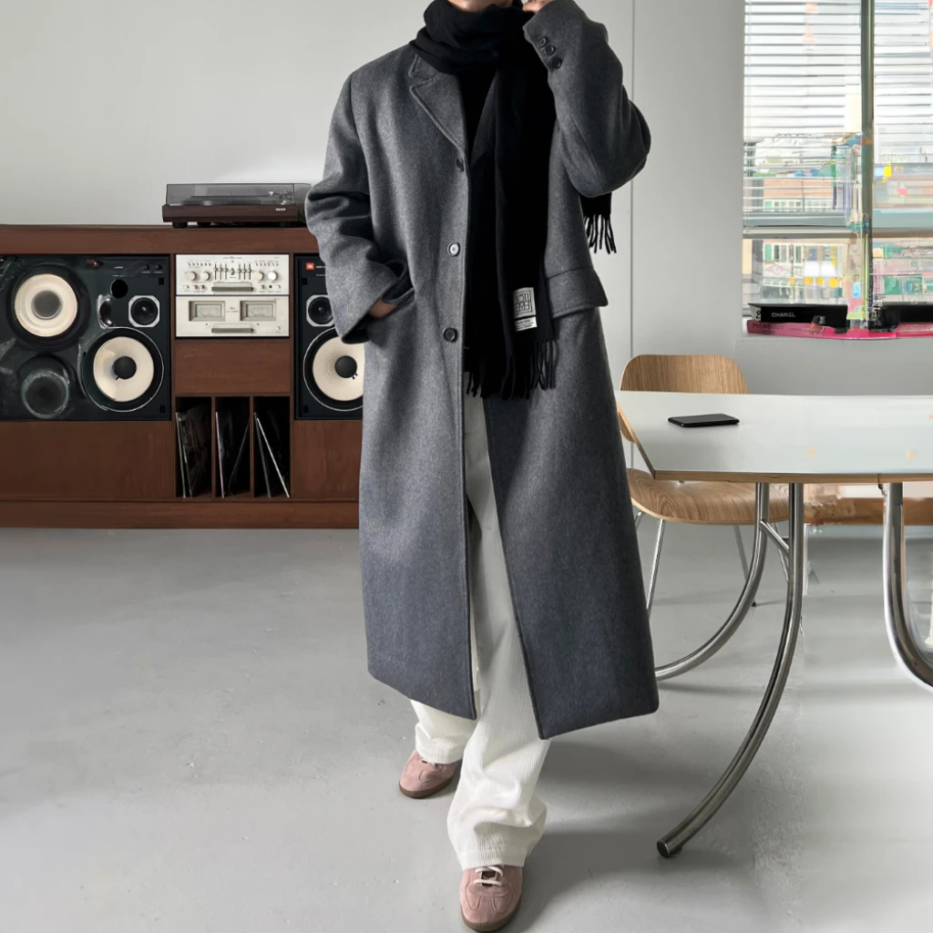 【Metanoia】🇰🇷韓製 45%羊毛翻領長版大衣