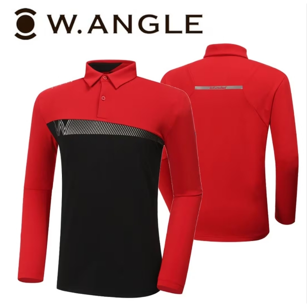 韓國W.ANGLE WMW20203-RE 秋冬款紅黑配色 男款內毛厚款長袖衫
