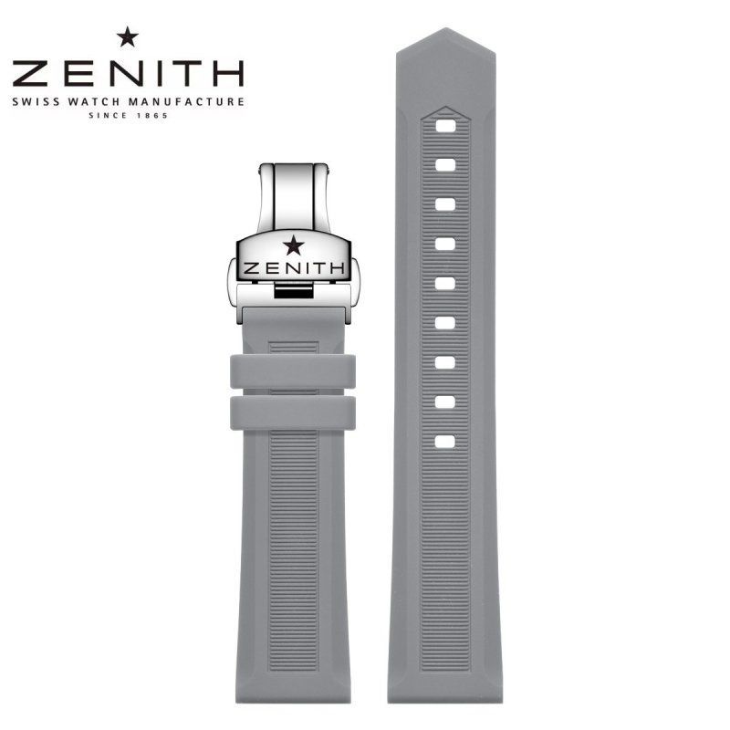 適用於真力時硅膠錶帶代用zenith天然氟橡膠硅膠錶帶精鋼折疊扣 舒適透氣