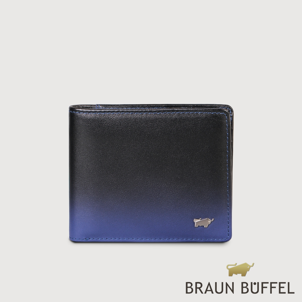 【BRAUN BUFFEL 德國小金牛】台灣總代理 法蘭特 8卡中間翻零錢袋短夾-鈷藍色/BF520-318-GC