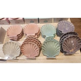 大創DAISOx日本 Threepp 波紋×貝殼珠光 午茶系列 美人魚貝殼盤 英式點心 極光蛋糕盤 飾品盤子 造型餐盤