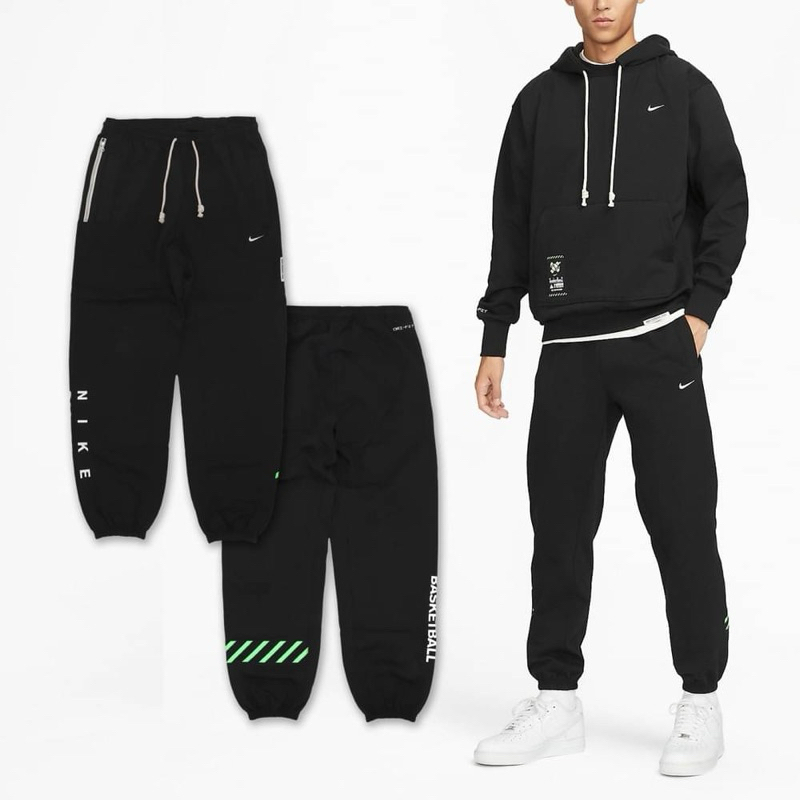 Nike 長褲 Standard Issue Pants 男款 灰 黑 縮口 棉褲 拉鍊口袋 抽繩 刺繡