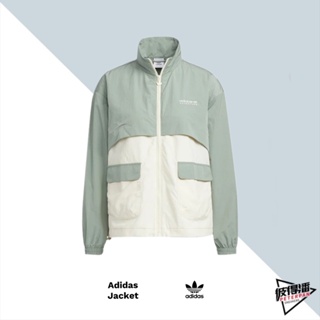 ADIDAS JACKET 米白 薄荷綠 防風 夾克 外套 IK8618【彼得潘】