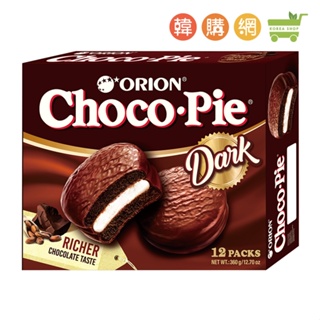 韓國好麗友 黑巧克力派360g(12入)【韓購網】ORION DARK CHOCOPIE 12P