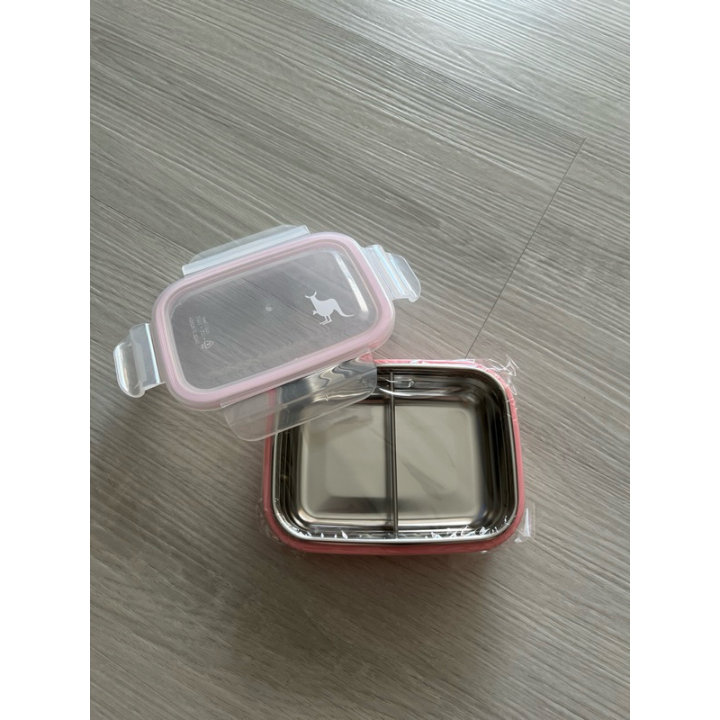 美國Kangovou小袋鼠不鏽鋼安全寶寶餐盒(珊瑚粉)
