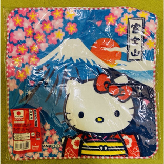 日本帶回 日本製 Sanrio 三麗鷗 Hello Kitty 富士山 粉紅 櫻花 毛巾 小方巾 手帕