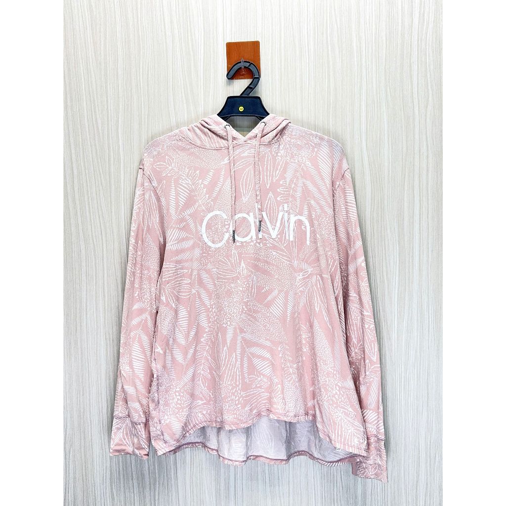 Calvin Klein CK 專櫃 粉色叢林印花大Logo帽T 大尺碼