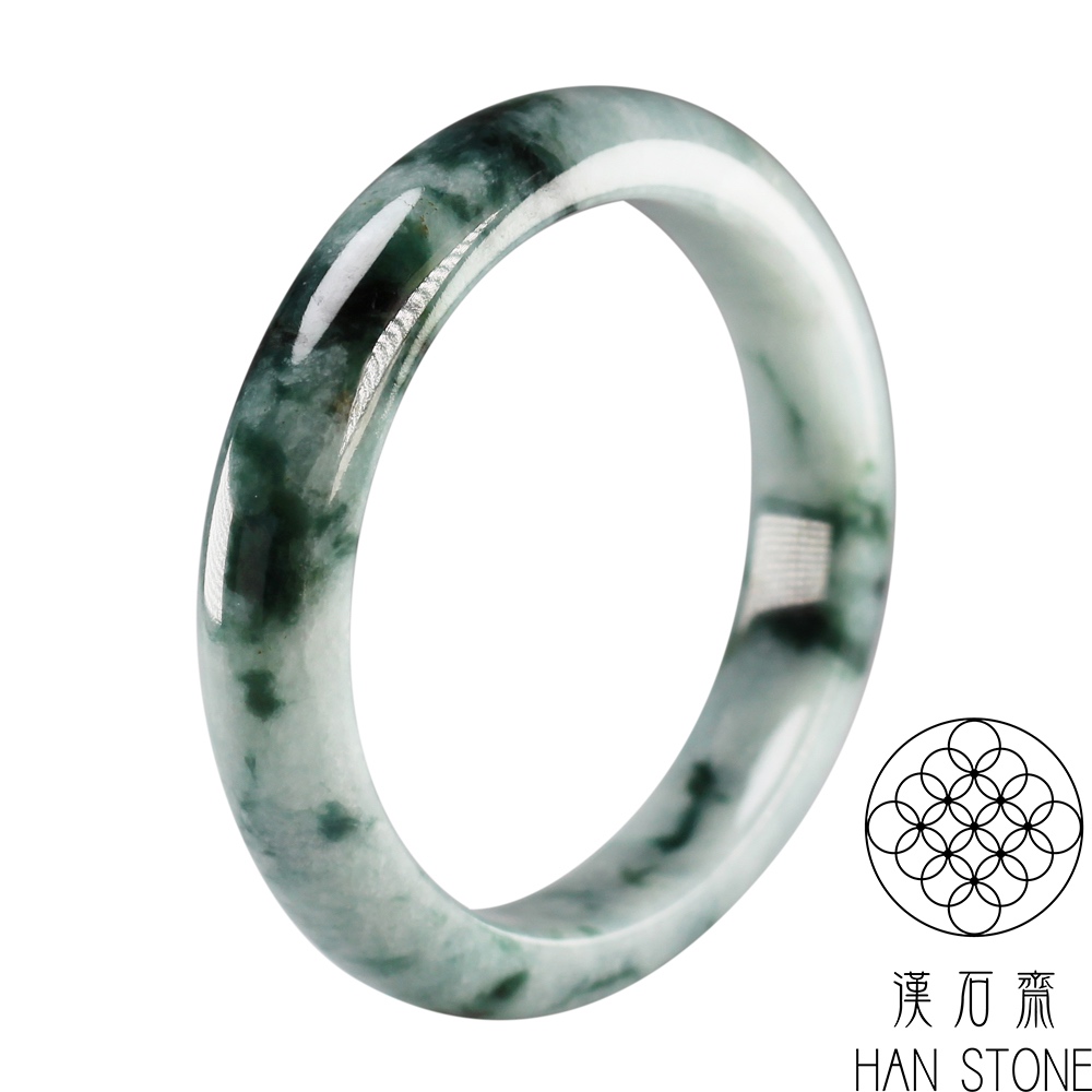 【漢石齋】天然翡翠A貨 手鐲玉鐲 飄花種 福 利 品(手圍18.7/版寬13mm)