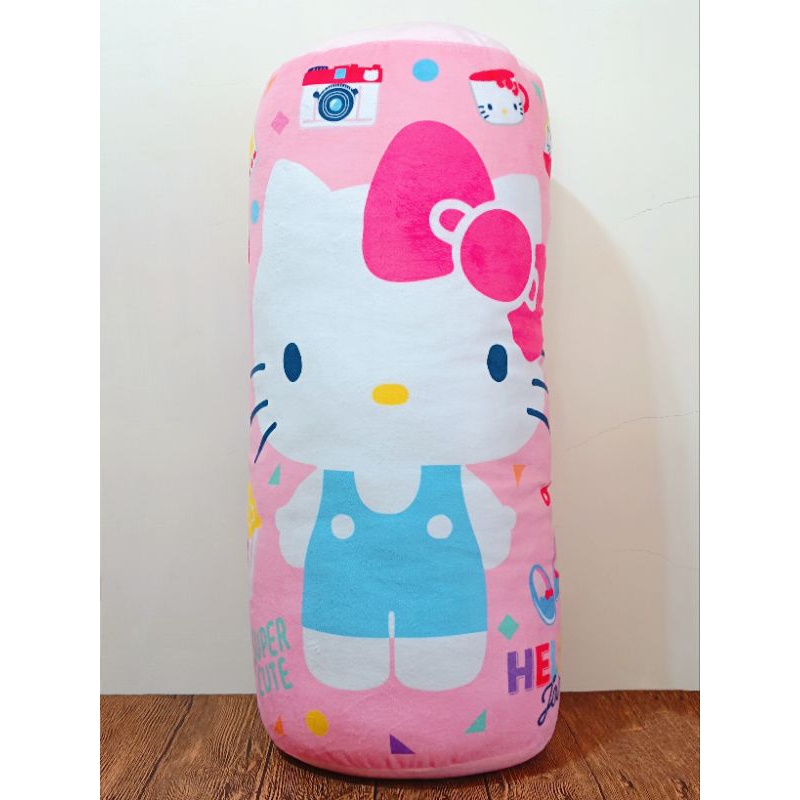 正版 Sanrio 三麗鷗 HELLO KITTY 凱蒂貓 18吋 45週年印刷圓枕 大圓筒抱枕 圓筒枕 超大抱枕
