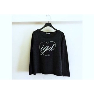 專櫃IGD刺繡愛心長袖薄毛料上衣A1110【點點藏物】