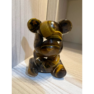 《mini熊～世界》🐻天然黃虎眼水晶碎石🐻小熊擺件🐻