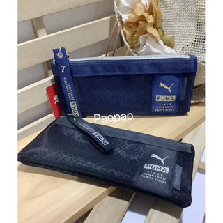 日本正版 KUTSUWA PUMA 網狀 半透明筆袋 鉛筆袋 鉛筆盒 拉鍊筆袋 化妝包 收納包 PM411