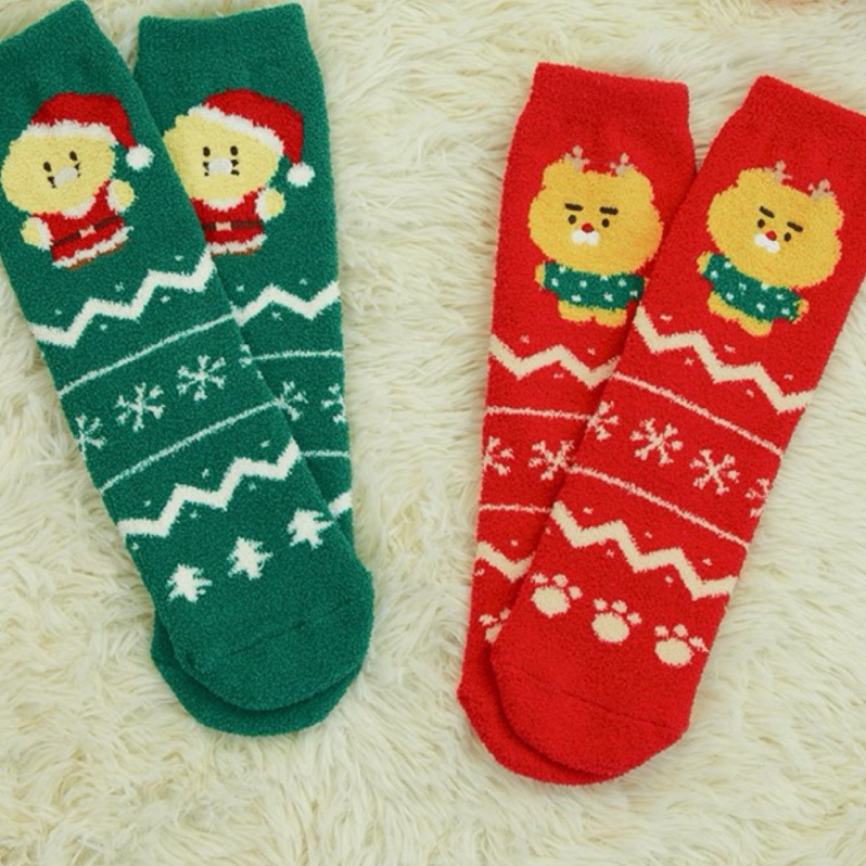 現貨出清 KAKAO FRIENDS RYAN CHOONSIK 萊恩 春植 聖誕話 聖誕節 保暖襪 毛絨 襪子