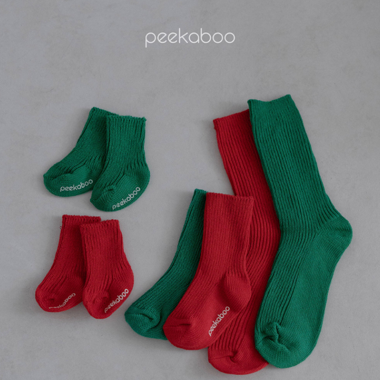 peekaboo 聖誕配色襪子組｜小腿襪 成人 兒童襪子 寶寶襪子 新生兒襪子 嬰兒襪子 女童襪子 韓國童裝