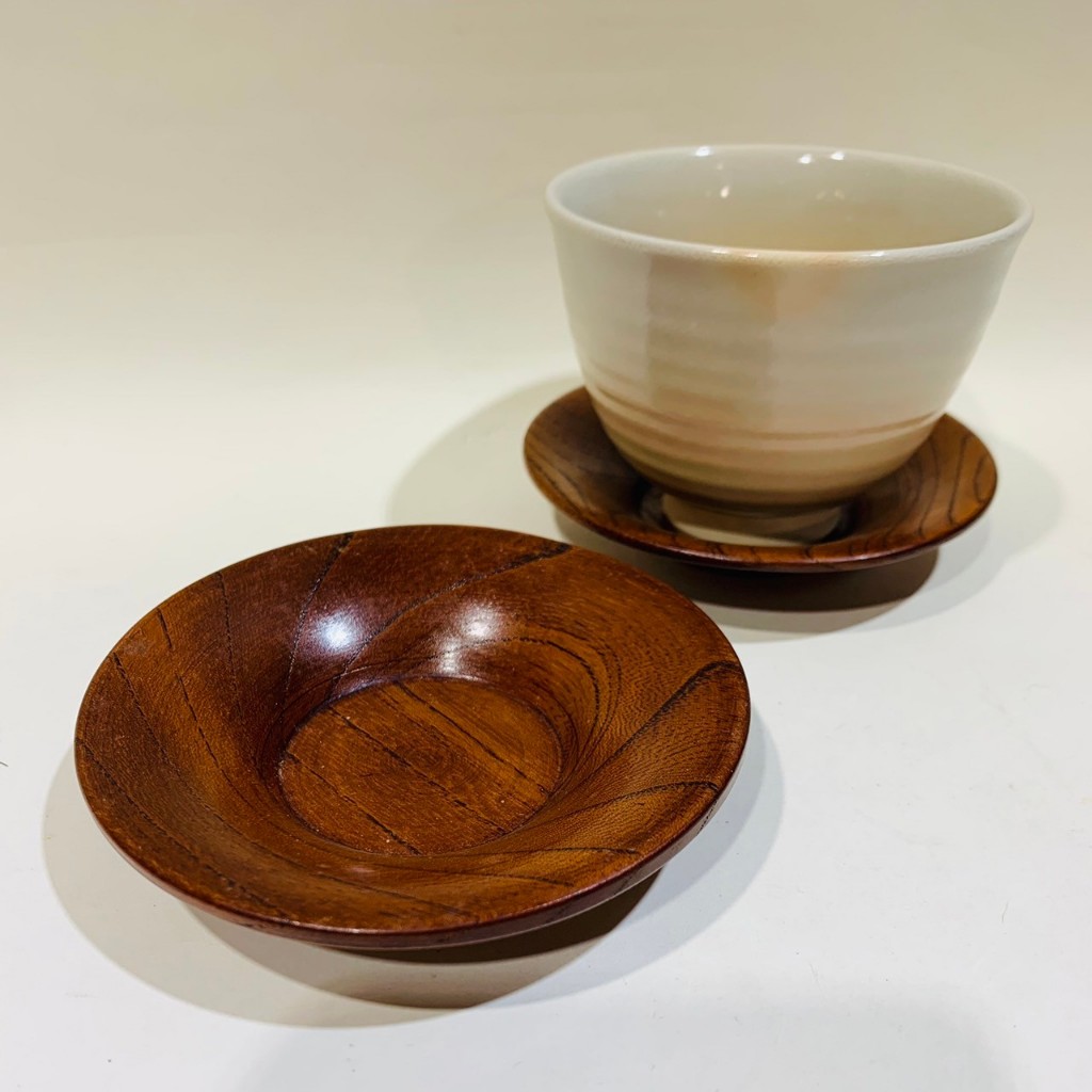 古都食器【日本製 原木小茶托】全新未使用 日製 茶碗 日本茶碗 茶道具 茶道 抹茶 京都 茶杯墊