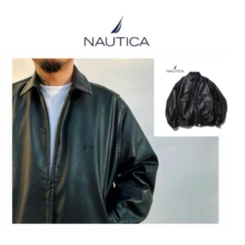 🇯🇵 NAUTICA VEGAN LEATHER JACKET 長谷川 鋪棉 厚款 寬鬆 外套皮衣夾克