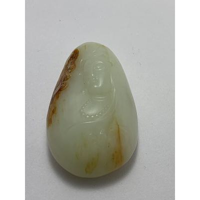 觀音手把件 雙後有避裂雕