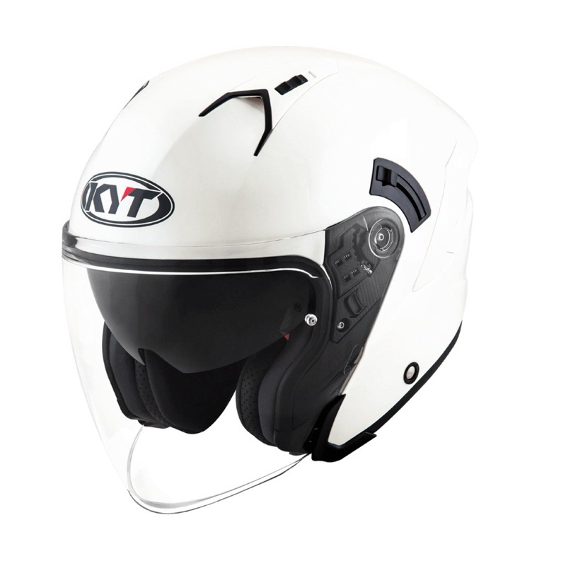 KYT NF-J 素色 珍珠白 3/4 亮面 半罩 安全帽 雙鏡片 內建墨片 NFJ