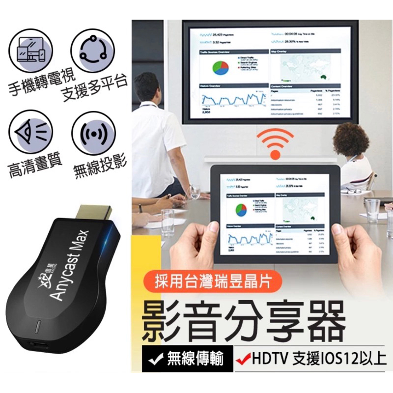 【同屏器】MAX 瑞昱晶片 電視棒 HDTV Anycast 手機分享器 手機轉電視 無線投影電視棒