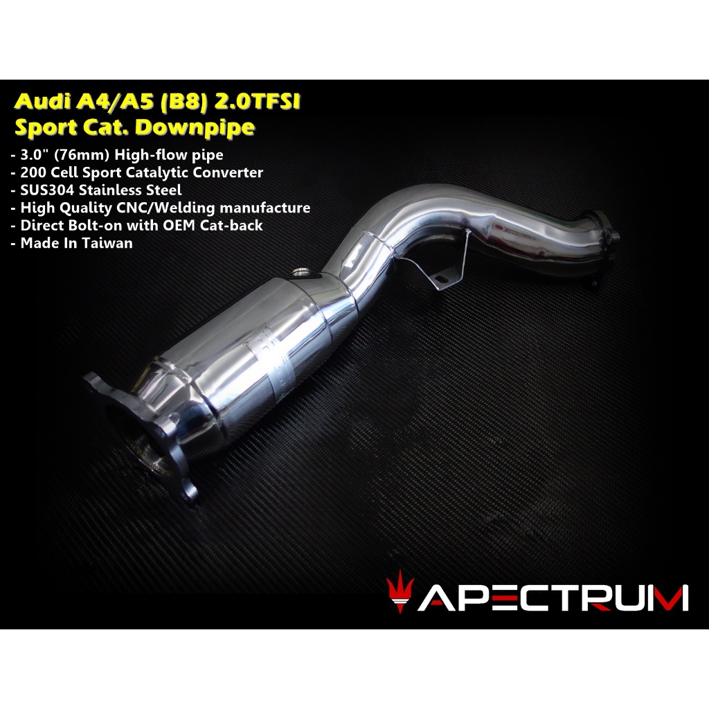 Audi A4/A5 (B8) 2.0TFSI 76mm 200鉬 Downpipe當派排氣管