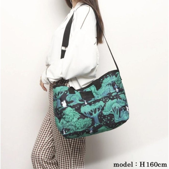 《瘋日雜》日本MOOK雜誌附錄moomin × kippis 綠森林衍縫肩背手提包 空氣包 斜挎包 側背包