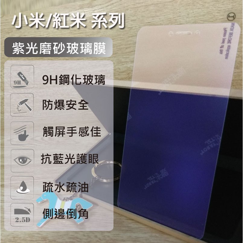 小米 Poco 紅米 紫光磨砂霧面玻璃膜 F1 Note6 Pro 抗藍光 保護貼 鋼化膜 手機膜